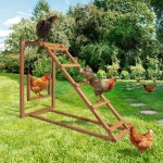 Aire de jeux en bois pour poules avec balanoire et perchoir