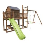 Aire de jeux avec cabane et toboggan cottage happy