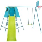 Aire de jeux m�tal explorer tour - tapis explorer - hublot - balan�oire - panier de basket - toboggan ...
