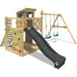 Wickey - aire de jeux portique bois smart camp avec balanoire et toboggan cabane enfant exterieur avec ...