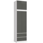 Akord - armoire avec surmeuble s60 blanche 60 cm 2 portes 2 tiroirs façade gris graphite 3 étagères 60x51x234 ... Akord - armoire avec surmeuble s60 blanche 60 cm 2 portes 2 tiroirs façade gris graphite 3 étagères 60x51x234 ...