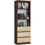 Akord - bibliothèque de bureau r60 wengé 60 cm 3 tiroirs façade chêne sonoma mat 3 étagères 60x35x180 ... Akord - bibliothèque de bureau r60 wengé 60 cm 3 tiroirs façade chêne sonoma mat 3 étagères 60x35x180 ...