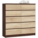 Akord - commode k120 wengé 120 cm 10 tiroirs façade chêne sonoma 120x40x121 cm Akord - commode k120 wengé 120 cm 10 tiroirs façade chêne sonoma 120x40x121 cm