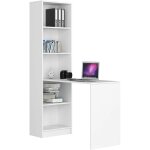 Akord - ensemble bureau avec bibliothque smart blanc 125 cm faade blanche 5 tagres 125x50x180 cm