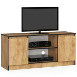 Akord ? meuble tv ch�ne craft 120 cm ? 2 portes battantes ? 2 �tag�res ouvertes ? dimensions 120x40x55 ...