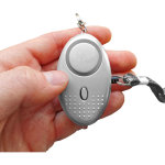 Alarme personnelle compacte anti - agression vol chien sos - sirne 140 db / lampe de poche - argente ...