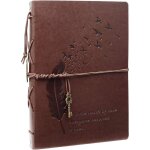 Album photo bricolage album de scrapbooking en cuir vintage pages noires livre photo plume grand marron, ...