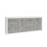 Alcos - bahut 4 portes blanc et gris béton gent Alcos - bahut 4 portes blanc et gris béton gent