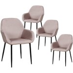 Altobuy - alessia - lot de 4 fauteuils velours c�tel� rose