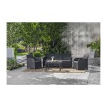 Allibert by keter - salon de jardin sanremo 5 places et table basse - imitation rotin tresse - gris graphite ...