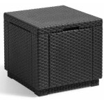 Allibert - jardin table cube imitation rotin tresse avec rangement de 60 l - 42x42x39 cm - graphite