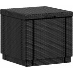 Allibert - jardin table cube imitation rotin tresse avec rangement de 60 l - 42x42x39 cm - graphite