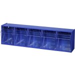 464430 casier  tiroirs basculants varioplus proflip 5 (l x h x p) 600 x 165 x 135 mm bleu, transparent ...