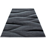Allotapis - tapis contemporain effet vague rectangle rabisco noir 80x150 Allotapis - tapis contemporain effet vague rectangle rabisco noir 80x150