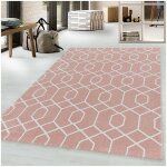 Allotapis - tapis scandinave à courtes mèches graphique huppe rose 80x250 Allotapis - tapis scandinave à courtes mèches graphique huppe rose 80x250