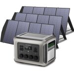 R2500 station �lectrique portable avec 3 x panneaux solaire pliables de 200w, 2016wh batterie lifepo4, ...