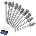 Alovez - 10 pcs double coupe de tungstne burres rotatives en carbure massif en acier set 3mm queue foret ...