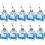 Alovez - 10 pi�ces mini interrupteur � levier on / off / on 6 bornes 3 position dpdt m�tal interrupteur ...