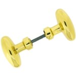 Alpertec - poigne de porte bouton double olive, carre de 6 mm, laiton poli