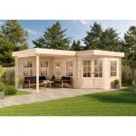 Alpholz - abri de jardin pentagonal pepe naturel , 40 mm paisseur paroi 618 x 462 cm
