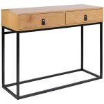 Abril - console 2 tiroirs aspect bois et pieds m�tal