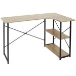 Altobuy - biwo - bureau d'angle noir et naturel avec 2 tablettes