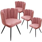 Altobuy - charlotte - lot de 4 chaises velours rose