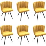 Altobuy - charlotte - lot de 6 chaises velours jaune
