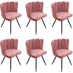 Altobuy - charlotte - lot de 6 chaises velours rose