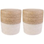Altobuy - estany - lot de 2 poufs ronds tress�s naturel et beige
