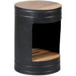 Altobuy - indus - gu�ridon rond industriel en acier avec plateau en bois de palissandre