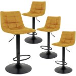 Altobuy - magnus - lot de 4 tabourets acier et tissu jaune moutarde
