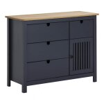 Altobuy - malia - commode 4 tiroirs 1 porte bois cir et gris fonc