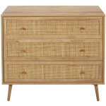Altobuy - maya - commode 3 tiroirs effet bois et façades rotin Altobuy - maya - commode 3 tiroirs effet bois et façades rotin
