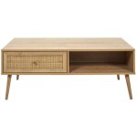 Altobuy - maya - table basse 1 tiroir effet bois et faade rotin