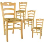 Altobuy - naples - lot de 4 chaises naturelles et assises en paille