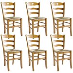 Altobuy - naples - lot de 6 chaises teint chne et assises en paille