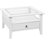 Altobuy - natur - table basse carrée bois massif vernis blanc et verre Altobuy - natur - table basse carrée bois massif vernis blanc et verre
