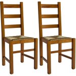 Altobuy - orta - lot de 2 chaises teint chne et assises en paille