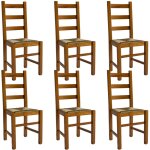 Altobuy - orta - lot de 6 chaises teint chne et assises en paille