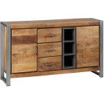 Altobuy - palissa - buffet 2 portes 3 tiroirs bois et acier patin�