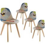 Patchwork - lot de 4 chaises scandinaves multicolore