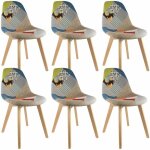 Patchwork - lot de 6 chaises scandinaves multicolore