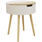 Altobuy - rofia - table basse ronde blanche avec coffre