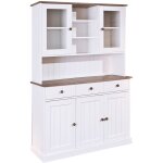 Altobuy - socoa - buffet vaisselier 5 portes 3 tiroirs bois massif vernis sepia et blanc Altobuy - socoa - buffet vaisselier 5 portes 3 tiroirs bois massif vernis sepia et blanc