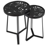 Altobuy - sova - tables gigognes noires motif feuilles