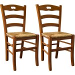 Altobuy - suzy - lot de 2 chaises teint� ch�ne et assises en paille
