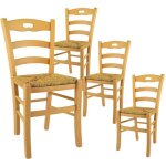 Altobuy - suzy - lot de 4 chaises naturelles et assises en paille