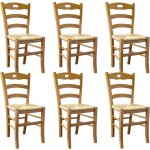Altobuy - suzy - lot de 6 chaises teint chne et assises en paille