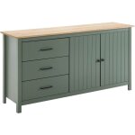 Altobuy - tina - buffet bas 2 portes 3 tiroirs bois cir et vert